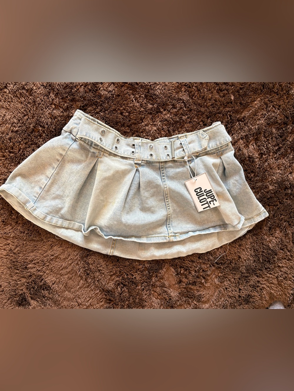 Belted Jean Mini Skirt